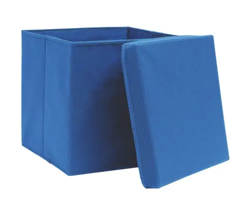 Uzglabāšanas Kastes Ar Vāku, 4 Gab., Zilas, 28X28X28 Cm Vidaxl