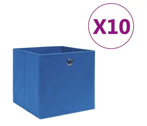 Uzglabāšanas Kastes, 10 Gab., 28X28X28 Cm, Zils Neausts Audums Vidaxl
