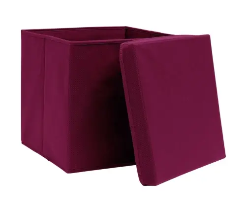 Uzglabāšanas Kastes Ar Vāku, 10 Gab., Sarkanas, 28X28X28 Cm Vidaxl