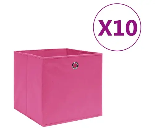 Uzglabāšanas Kastes, 10 Gab., 28X28X28 Cm, Rozā Neausts Audums Vidaxl