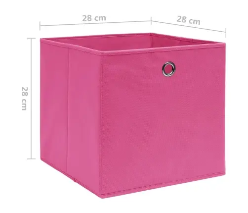 Uzglabāšanas Kastes, 10 Gab., 28X28X28 Cm, Rozā Neausts Audums Vidaxl