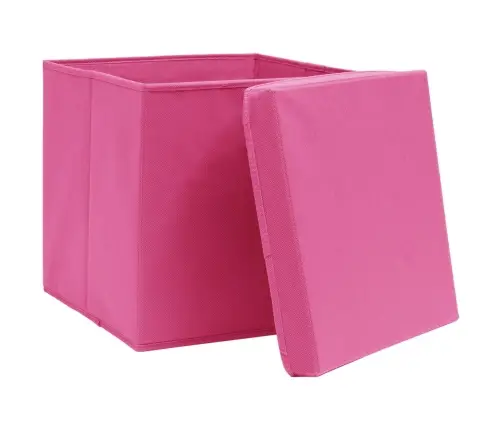 Uzglabāšanas Kastes Ar Vāku, 10 Gab., Rozā, 28X28X28 Cm Vidaxl