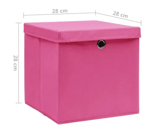 Uzglabāšanas Kastes Ar Vāku, 10 Gab., Rozā, 28X28X28 Cm Vidaxl