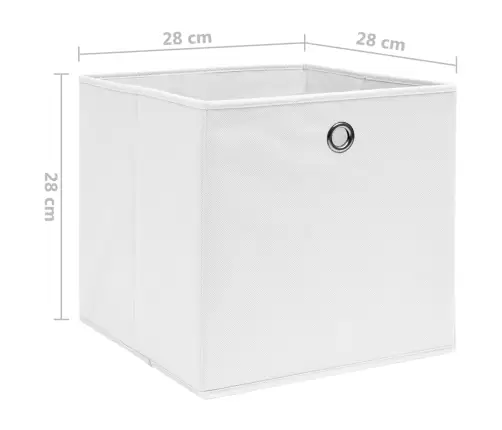 Uzglabāšanas Kastes, 10 Gab., 28X28X28 Cm, Balts Neausts Audums Vidaxl