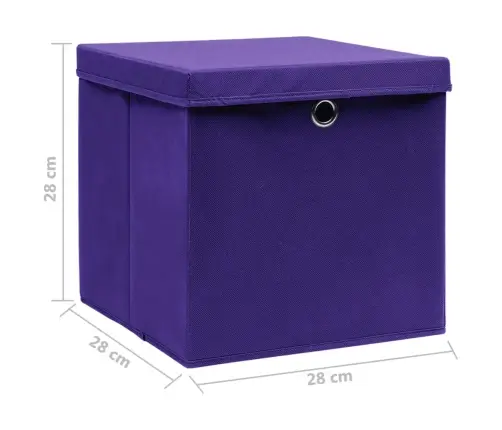 Daiktadėžės Su Dangčiais, 10Vnt., Violetinės, 28X28X28Cm