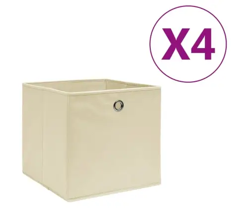 Daiktadėžės, 4Vnt., Kreminės, 28X28X28cm Neaustinis Audinys
