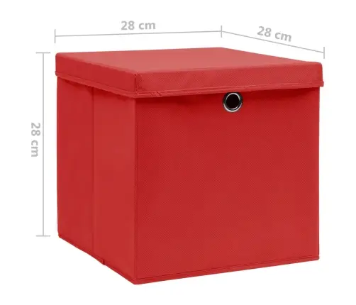 Hoiukastid Kaanega 10 Tk, 28 X 28 X 28 cm Punane