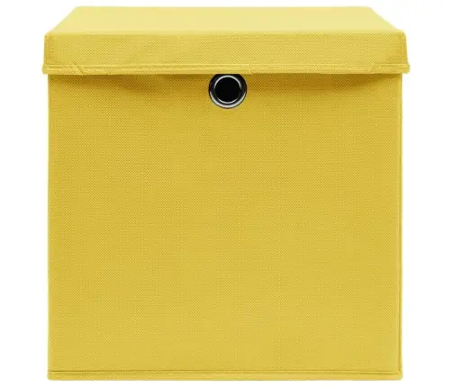 Daiktadėžės Su Dangčiais, 10Vnt., Geltonos Spalvos, 28X28X28Cm