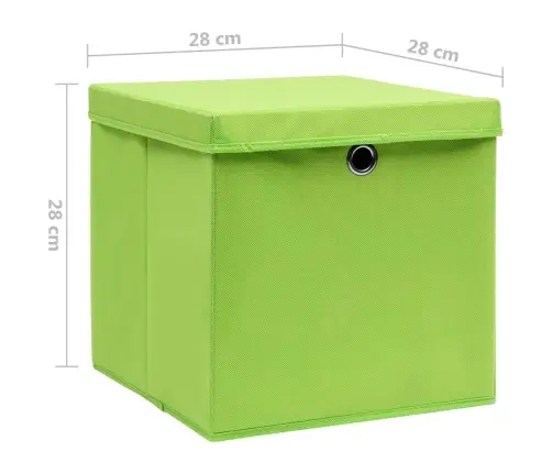 Uzglabāšanas Kastes Ar Vāku, 4 Gab., Zaļas, 28X28X28 Cm Vidaxl