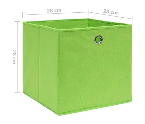 Uzglabāšanas Kastes, 10 Gab., 28X28X28 Cm, Zaļš Neausts Audums Vidaxl