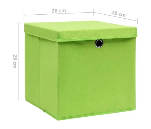 Hoiukastid Kaanega 10 Tk, 28 X 28 X 28 cm Roheline