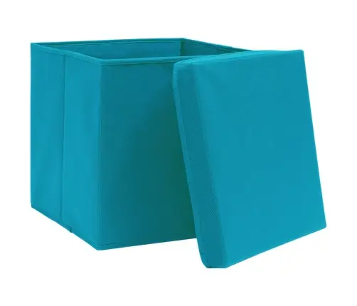 Uzglabāšanas Kastes Ar Vāku, 4 Gab., Zilas, 28X28X28 Cm Vidaxl