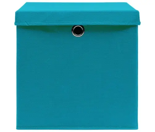 Uzglabāšanas Kastes Ar Vāku, 10 Gab., Zilas, 28X28X28 Cm Vidaxl