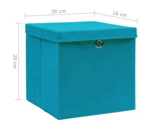 Uzglabāšanas Kastes Ar Vāku, 10 Gab., Zilas, 28X28X28 Cm Vidaxl