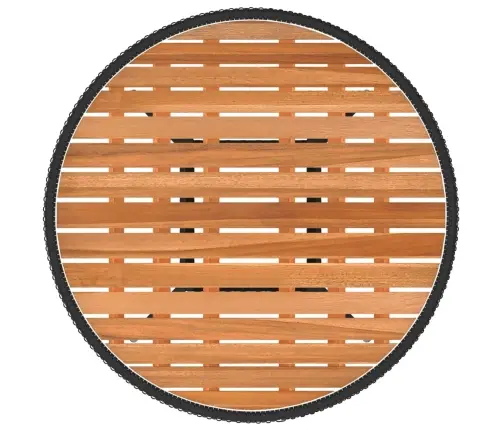 Sodo Stalas, Juodas, 70Cm Skersmens, Poliratanas Ir Akacija