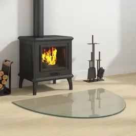 Kamīna Plāksne, Pusapaļa, Stikls, 800X600 Mm Vidaxl