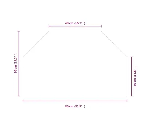 Kaminaesine Klaasplaat, Kuusnurk, 80X50 Cm