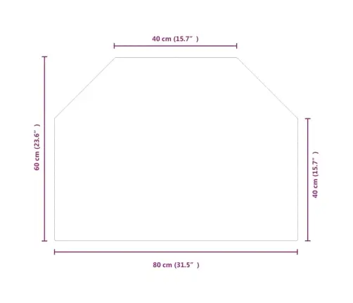 Kamīna Plāksne, Sešstūra Forma, Stikls, 80X60 Cm Vidaxl
