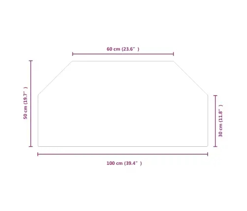 Židinio Stiklo Plokštė, 100X50cm Šešiakampė