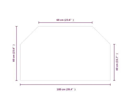 Kaminaesine Klaasplaat, Kuusnurk, 100X60 Cm