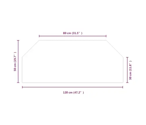Kaminaesine Klaasplaat, Kuusnurk, 120X50 Cm
