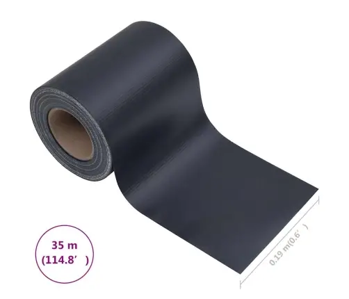 Dārza Aizslietnis, Pvc, 35X0,19 M, Matēts, Tumši Pelēks  Vidaxl