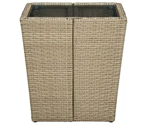 Arbatos Staliukas, Smėlio, 41,5X41,5X44cm Poliratanas/Stiklas