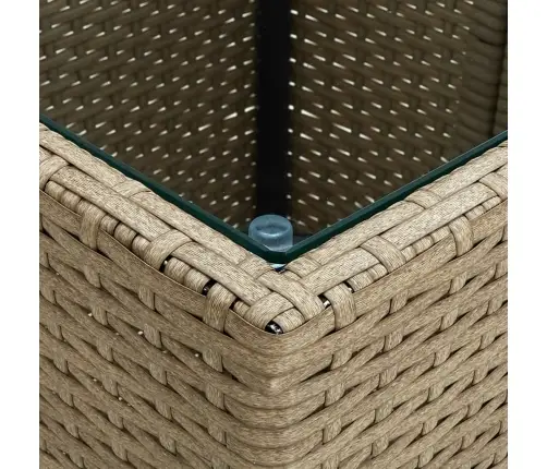 Arbatos Staliukas, Smėlio, 41,5X41,5X44cm Poliratanas/Stiklas