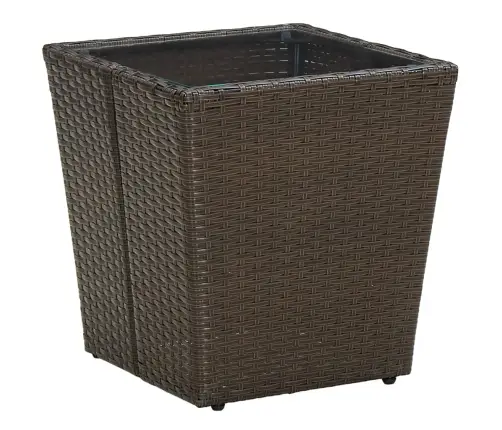 Arbatos Staliukas, Rudas, 41,5X41,5X44cm Poliratanas/Stiklas