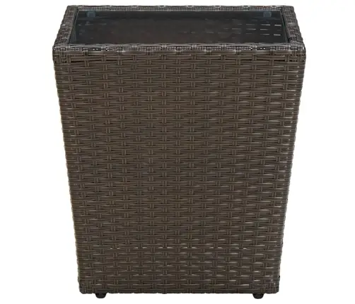 Arbatos Staliukas, Rudas, 41,5X41,5X44cm Poliratanas/Stiklas