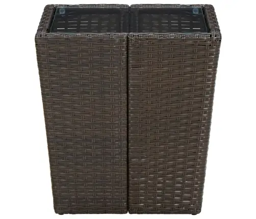 Arbatos Staliukas, Rudas, 41,5X41,5X44cm Poliratanas/Stiklas