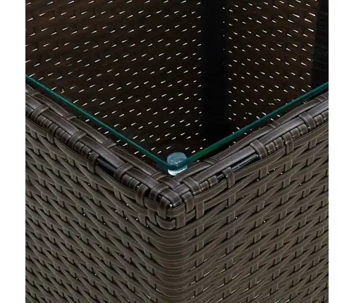 Arbatos Staliukas, Rudas, 41,5X41,5X44cm Poliratanas/Stiklas