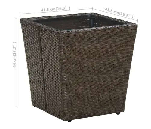 Arbatos Staliukas, Rudas, 41,5X41,5X44cm Poliratanas/Stiklas