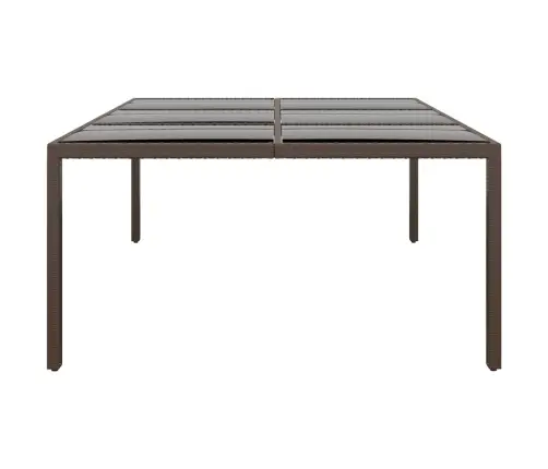 Dārza Galds Ar Stikla Virsmu, Brūns, 200X150X75 Cm Rotangpalma Vidaxl