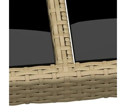 Dārza Galds Ar Stikla Virsmu, Bēša Polietilēna Rotangpalma Vidaxl