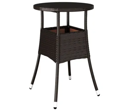 Dārza Galds, Ø60X75 Cm, Rūdīts Stikls, Brūna Pe Rotangpalma Vidaxl