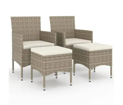 4-Daļīgs Dārza Krēslu Un Soliņu Komplekts, Bēša Pe Rotangpalma Vidaxl