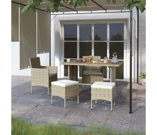 4-Daļīgs Dārza Krēslu Un Soliņu Komplekts, Bēša Pe Rotangpalma Vidaxl