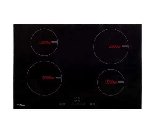 Indukcijas Plīts Ar 4 Riņķiem, Skārienjūtīga, Stikls, 7000 W Vidaxl