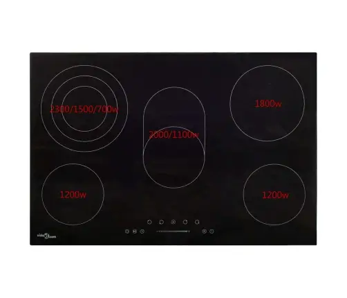 Keramikas Plīts Ar 5 Riņķiem, Skārienjūtīga, 90 Cm, 8500 W Vidaxl