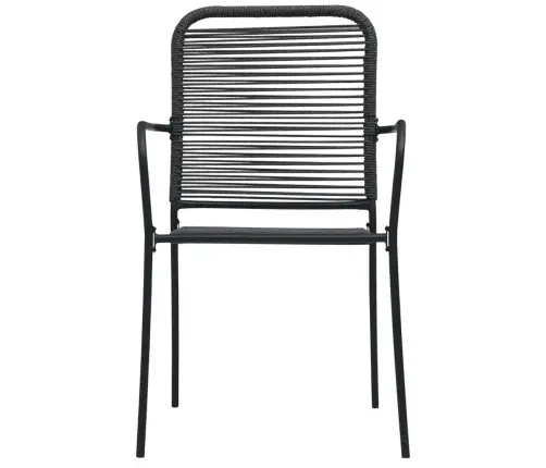 Sodo Kėdės, 4Vnt, Juodos, Medvilninė Virvė Ir Plienas Sodo Kėdės, 4Vnt, Juodos, Medvilninė Virvė Ir Plienas