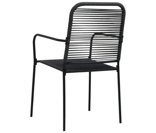 Sodo Kėdės, 4Vnt, Juodos, Medvilninė Virvė Ir Plienas Sodo Kėdės, 4Vnt, Juodos, Medvilninė Virvė Ir Plienas