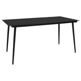 Dārza Galds, Melns,150X80X74 Cm, Tērauds Un Stikls Vidaxl