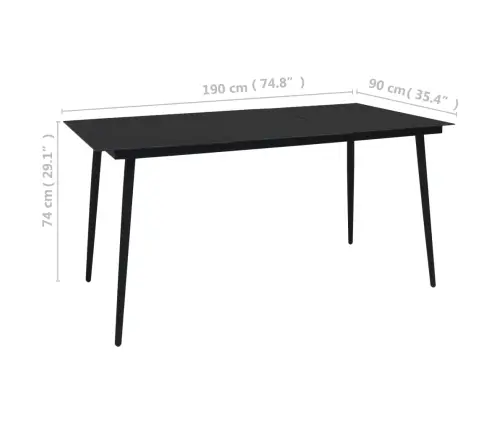 Dārza Galds, Melns, 190X90X74 Cm, Tērauds Un Stikls Vidaxl Dārza Galds, Melns, 190X90X74 Cm, Tērauds Un Stikls Vidaxl