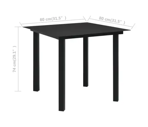 Dārza Galds, Melns, 80X80X74 Cm, Tērauds Un Stikls Vidaxl Dārza Galds, Melns, 80X80X74 Cm, Tērauds Un Stikls Vidaxl