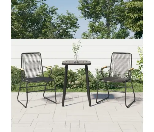 Sodo Kėdės, 2Vnt., Juodos Spalvos, 58X59X85,5cm Pvc Ratanas