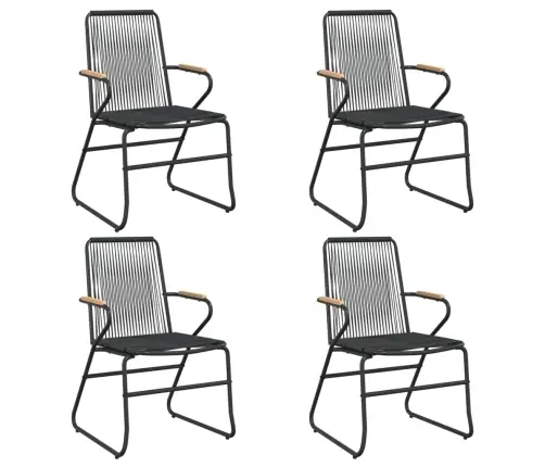 Sodo Kėdės, 4Vnt., Juodos Spalvos, 58X59X85,5cm Pvc Ratanas