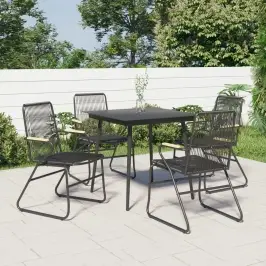 Sodo Kėdės, 4Vnt., Juodos Spalvos, 58X59X85,5cm Pvc Ratanas