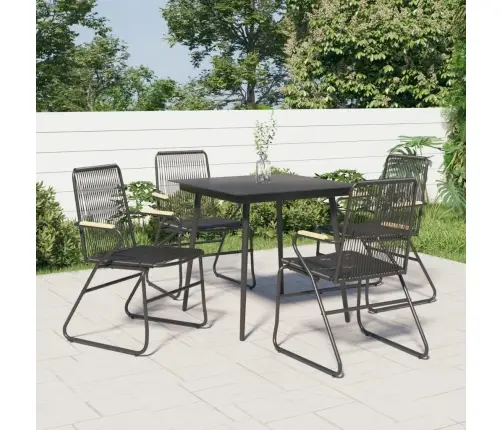 Sodo Kėdės, 4Vnt., Juodos Spalvos, 58X59X85,5cm Pvc Ratanas