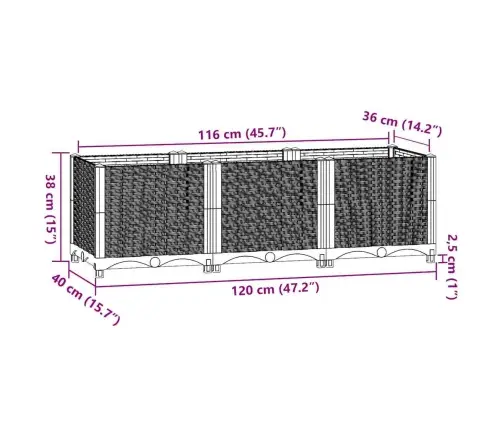 Puķu Kaste, 120X40X38 Cm, Polipropilēns Vidaxl